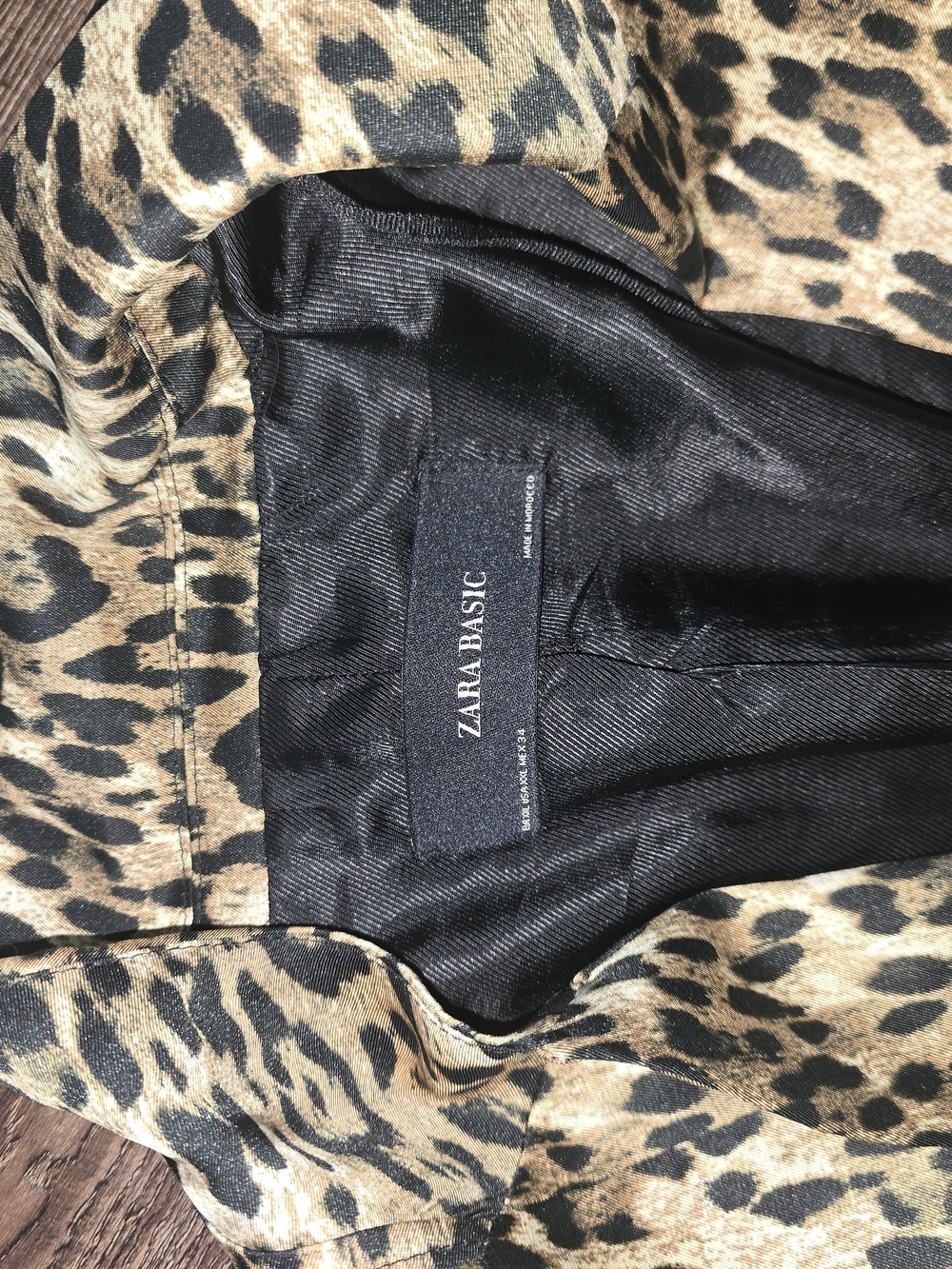 Zara Basic Leopard Print Blazer in Tan and Black